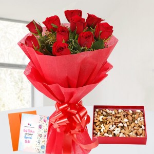 Roses N Dry Fruits With Card